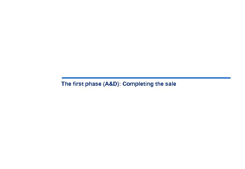 The first phase (A&D): Completing the sale 