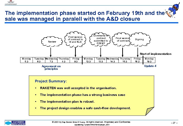The implementation phase started on February 19 th and the sale was managed in