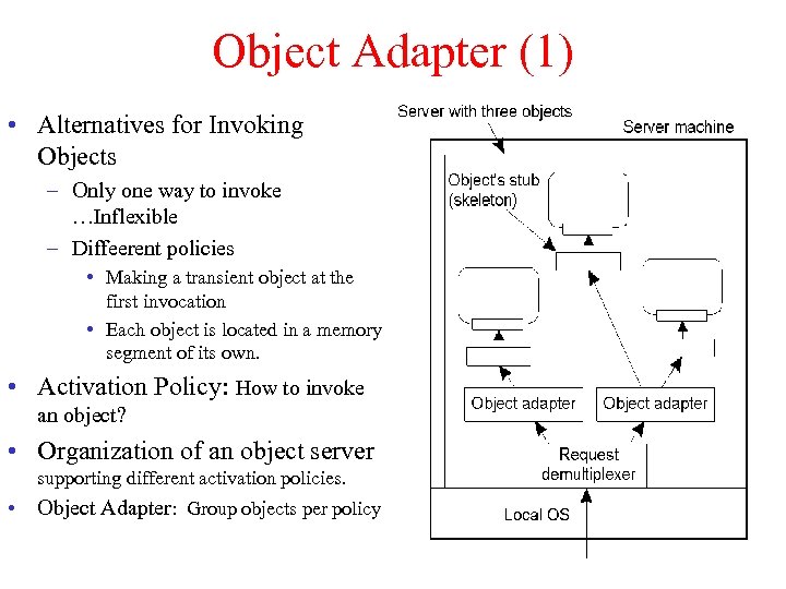 Object Adapter (1) • Alternatives for Invoking Objects – Only one way to invoke