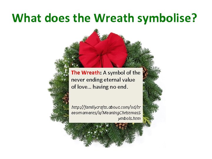 What does the Wreath symbolise? The Wreath: A symbol of the never ending eternal
