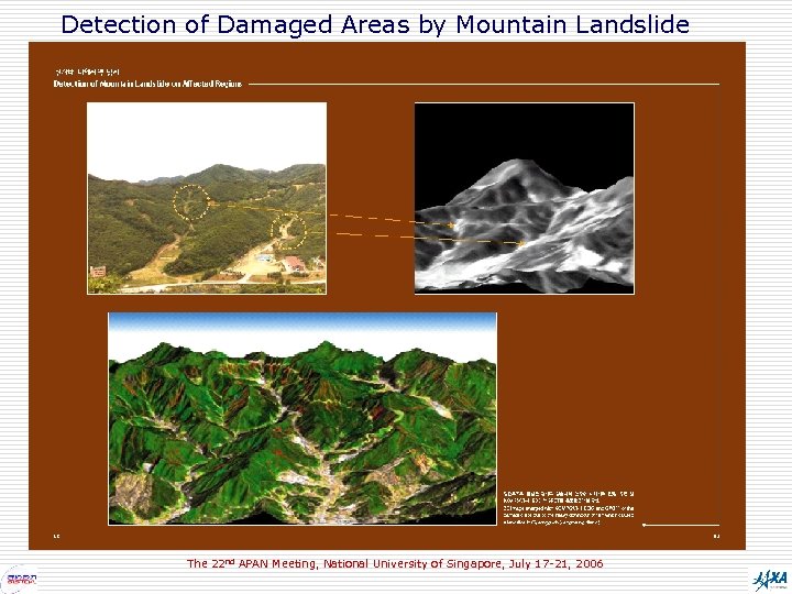 Detection of Damaged Areas by Mountain Landslide The 22 nd APAN Meeting, National University