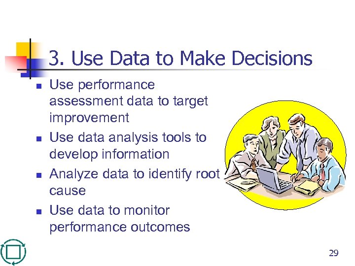3. Use Data to Make Decisions n n Use performance assessment data to target