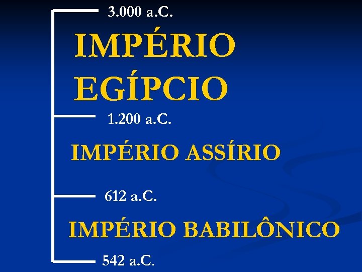 3. 000 a. C. IMPÉRIO EGÍPCIO 1. 200 a. C. IMPÉRIO ASSÍRIO 612 a.