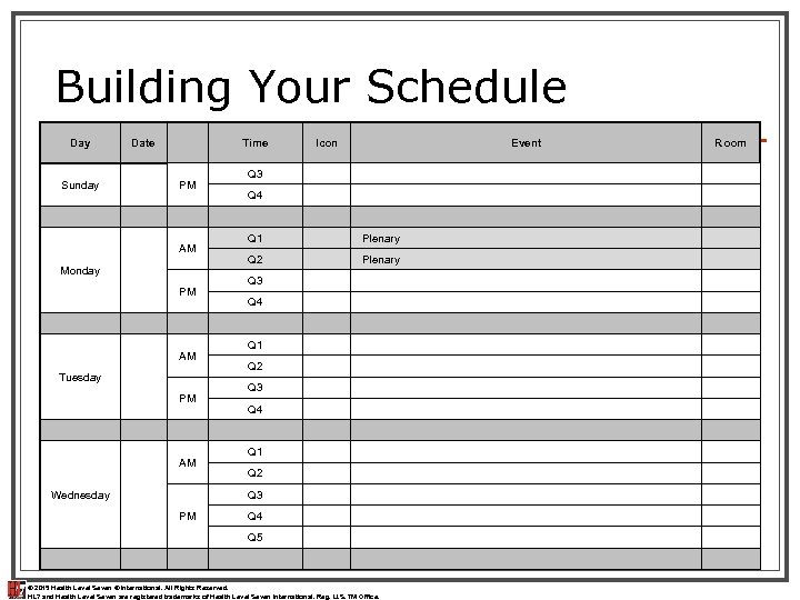 Building Your Schedule Day Date Sunday Time Icon Event Room Plenary Q 2 Q