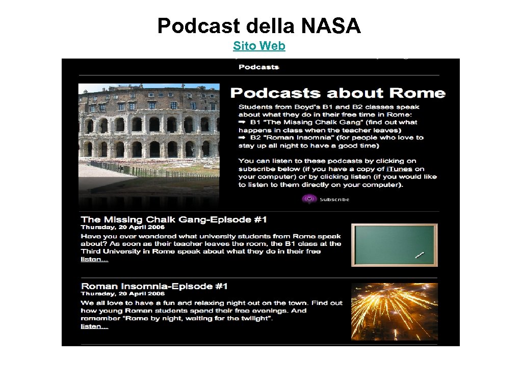 Podcast della NASA Sito Web 