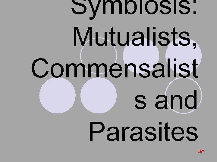 Symbiosis: Mutualists, Commensalist s and Parasites 167 