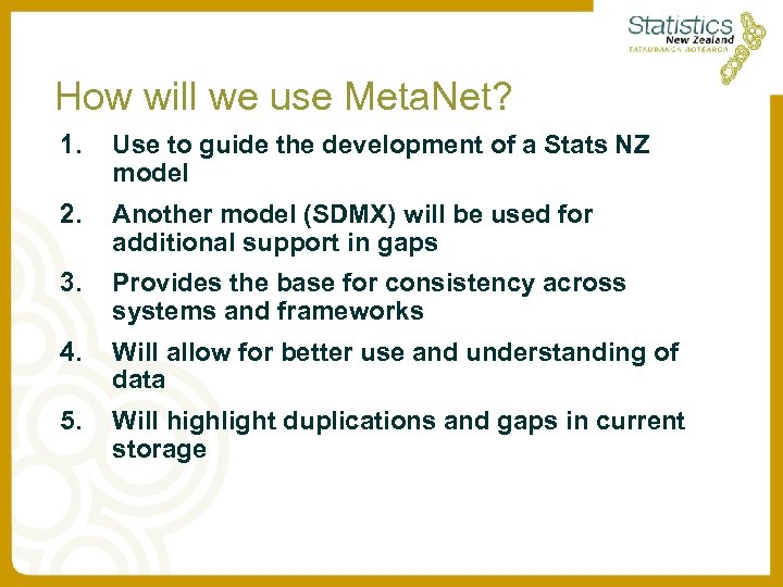 How will we use Meta. Net? 1. Use to guide the development of a