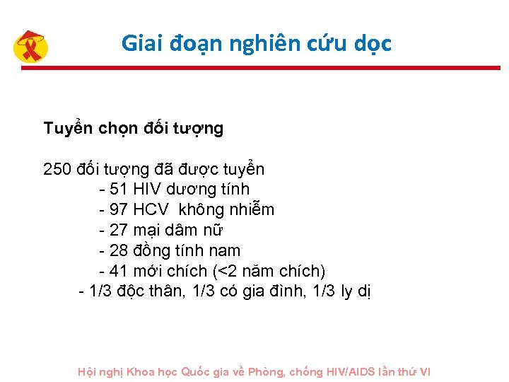 Giai đoạn nghiên cứu dọc Tuyển chọn đối tượng 250 đối tượng đã được