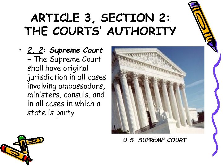 ARTICLE 3, SECTION 2: THE COURTS’ AUTHORITY • 2, 2: Supreme Court – The