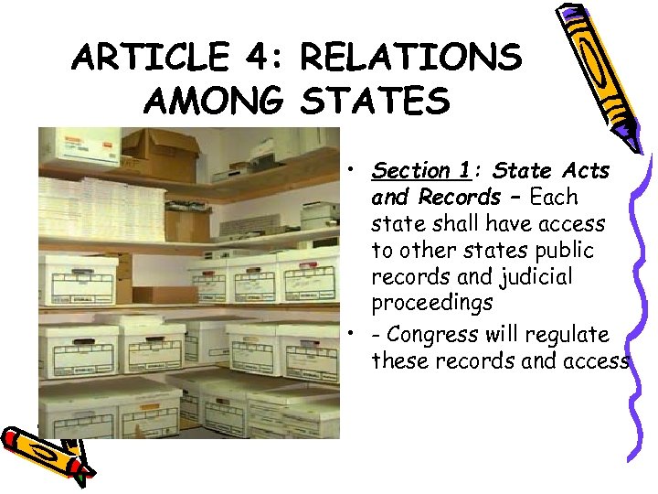 ARTICLE 4: RELATIONS AMONG STATES • Section 1: State Acts and Records – Each