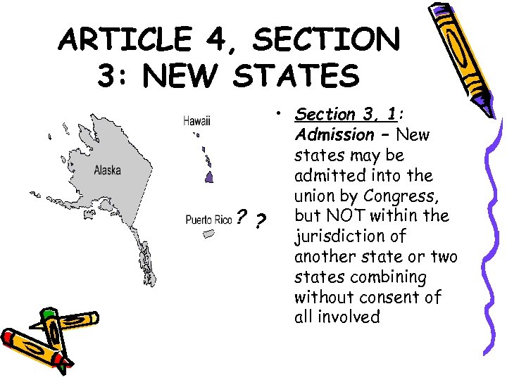 ARTICLE 4, SECTION 3: NEW STATES ? • Section 3, 1: Admission – New