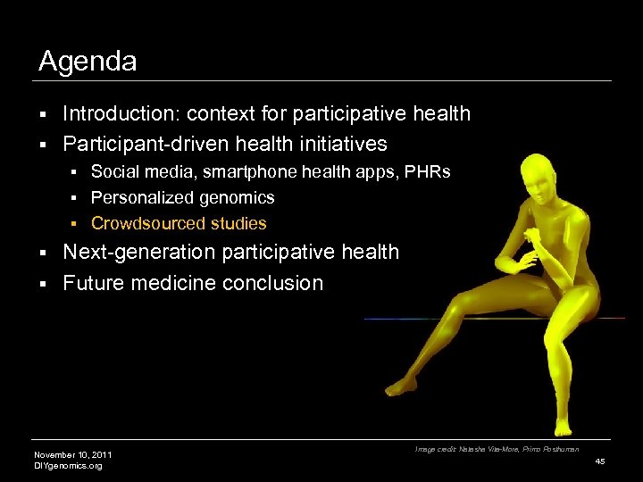 Agenda Introduction: context for participative health § Participant-driven health initiatives § Social media, smartphone