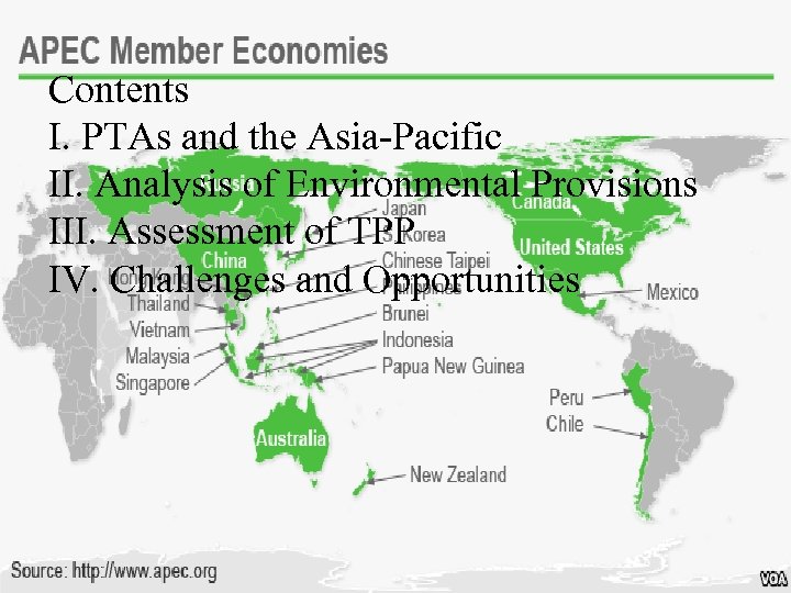 Contents I. PTAs and the Asia-Pacific II. Analysis of Environmental Provisions III. Assessment of