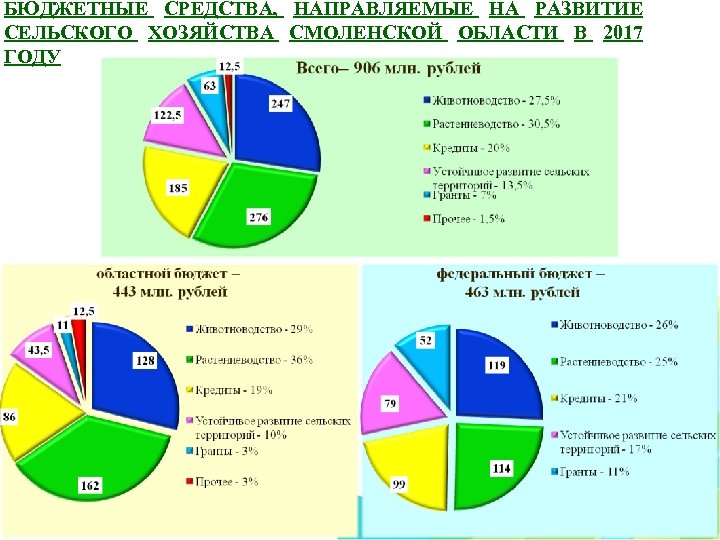 БЮДЖЕТНЫЕ СРЕДСТВА, НАПРАВЛЯЕМЫЕ НА РАЗВИТИЕ СЕЛЬСКОГО ХОЗЯЙСТВА СМОЛЕНСКОЙ ОБЛАСТИ В 2017 ГОДУ 