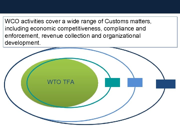 WCO activities cover a wide range of Customs matters, including economic competitiveness, compliance and