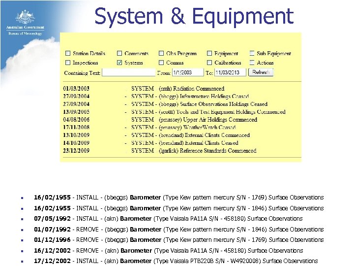 System & Equipment n 16/02/1955 - INSTALL - (bbeggs) Barometer (Type Kew pattern mercury