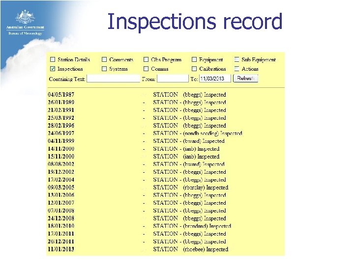 Inspections record 
