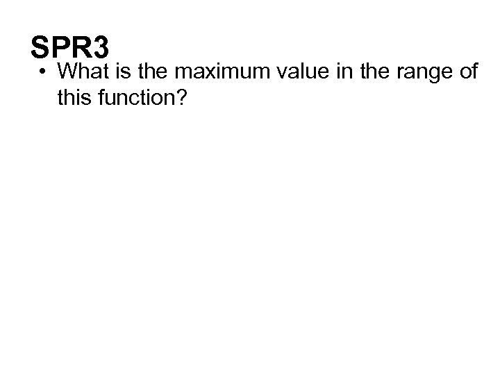 SPR 3 • What is the maximum value in the range of this function?