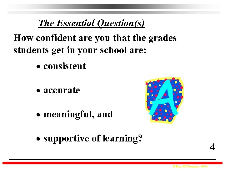 The Essential Question(s) How confident are you that the grades students get in your