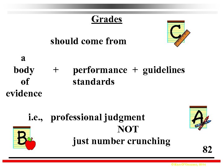 Grades should come from a body of evidence + performance + guidelines standards i.