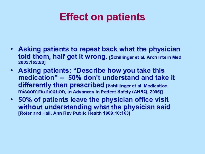 Effect on patients • Asking patients to repeat back what the physician told them,