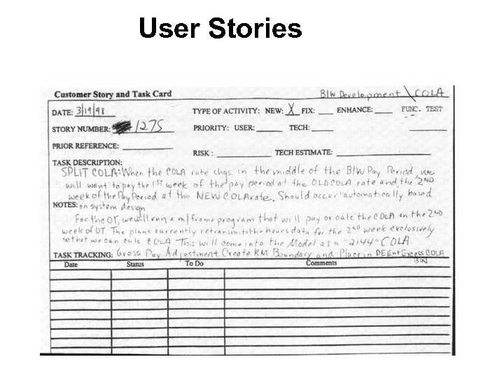 User Stories 