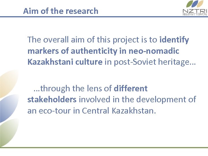 Aim of the research The overall aim of this project is to identify markers