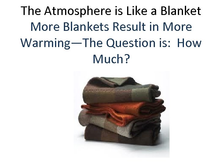 The Atmosphere is Like a Blanket More Blankets Result in More Warming—The Question is: