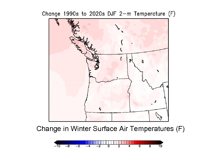 Change in Winter Surface Air Temperatures (F) 