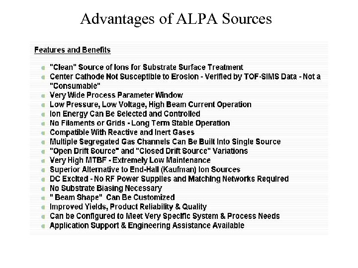 Advantages of ALPA Sources 