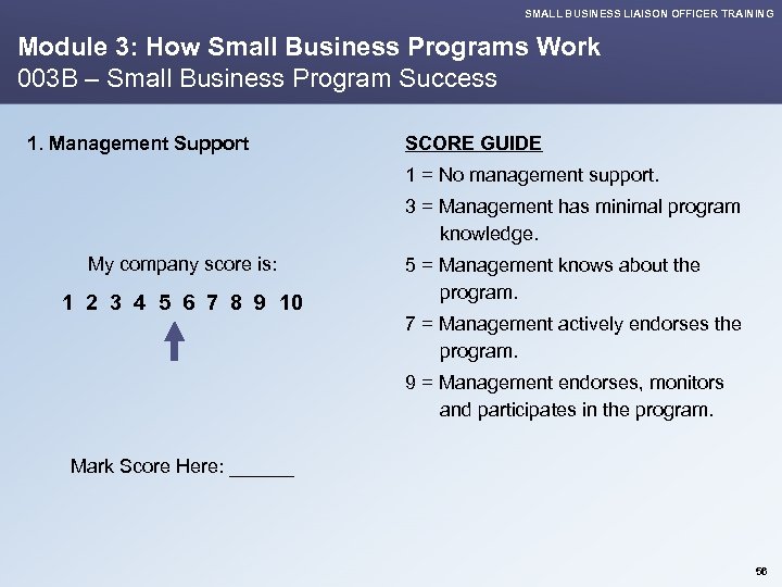 SMALL BUSINESS LIAISON OFFICER TRAINING Module 3: How Small Business Programs Work 003 B