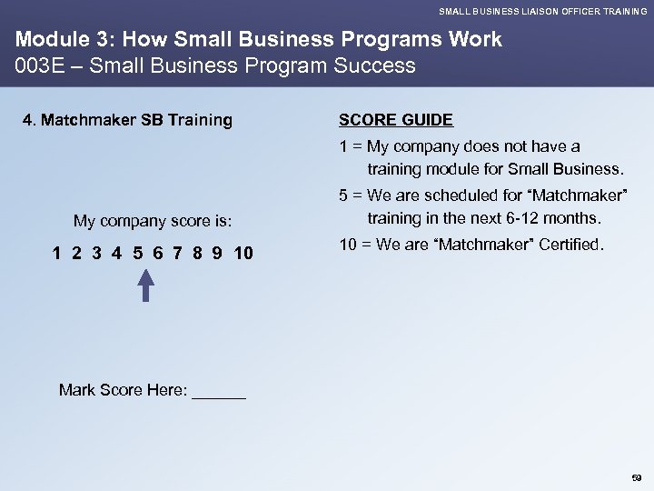 SMALL BUSINESS LIAISON OFFICER TRAINING Module 3: How Small Business Programs Work 003 E