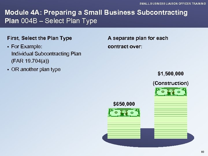 SMALL BUSINESS LIAISON OFFICER TRAINING Module 4 A: Preparing a Small Business Subcontracting Plan