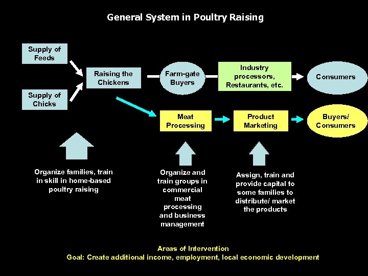 General System in Poultry Raising Supply of Feeds Raising the Chickens Farm-gate Buyers Industry
