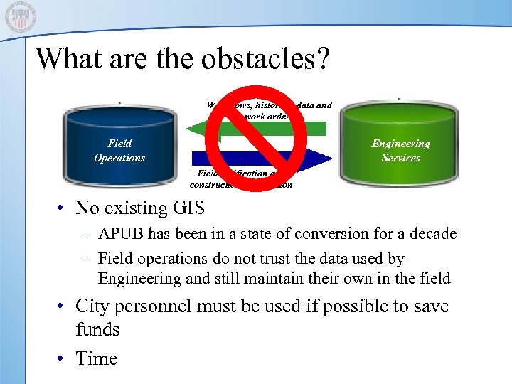 What are the obstacles? Workflows, historical data and work orders Field Operations Engineering Services