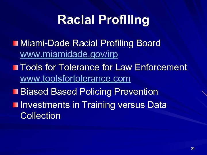 Racial Profiling Miami-Dade Racial Profiling Board www. miamidade. gov/irp Tools for Tolerance for Law