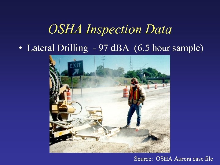 OSHA Inspection Data • Lateral Drilling - 97 d. BA (6. 5 hour sample)