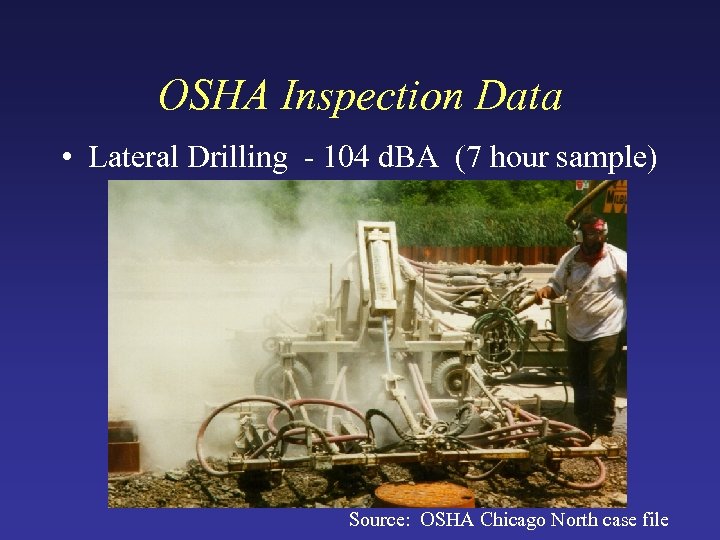 OSHA Inspection Data • Lateral Drilling - 104 d. BA (7 hour sample) Source:
