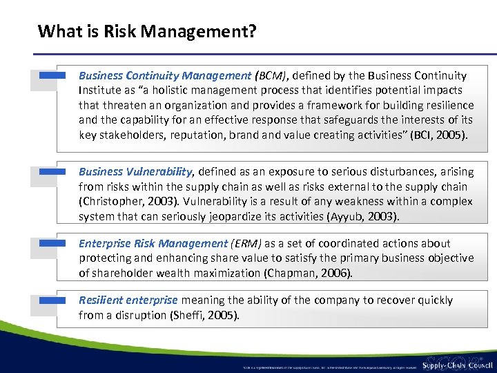 What is Risk Management? Business Continuity Management (BCM), defined by the Business Continuity Institute