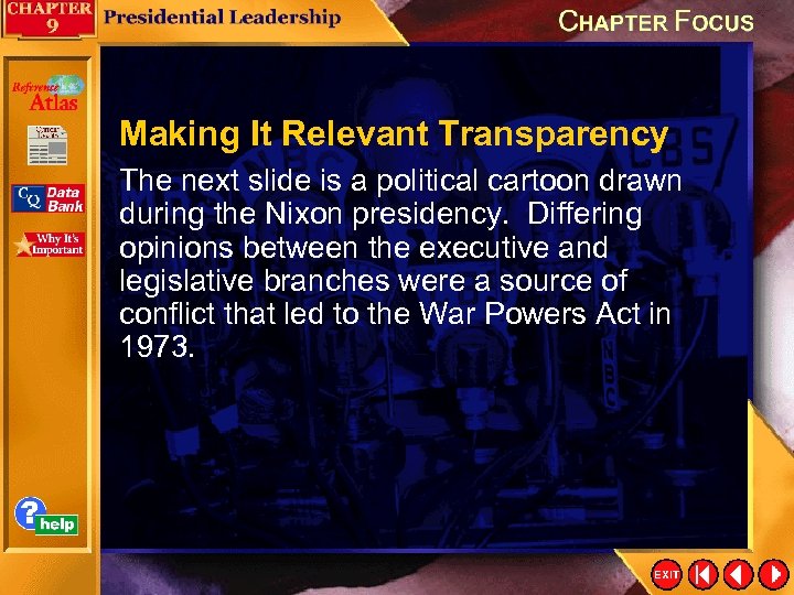 Making It Relevant Transparency The next slide is a political cartoon drawn during the