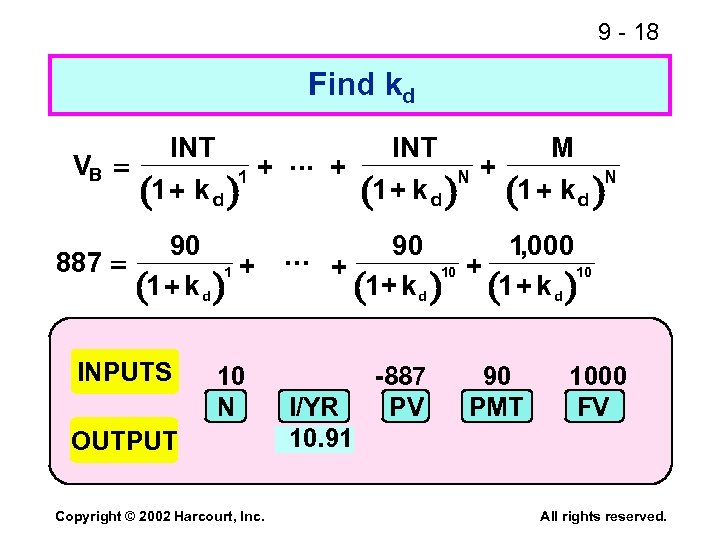 9 - 18 Find kd VB INT . . . + 1 + k