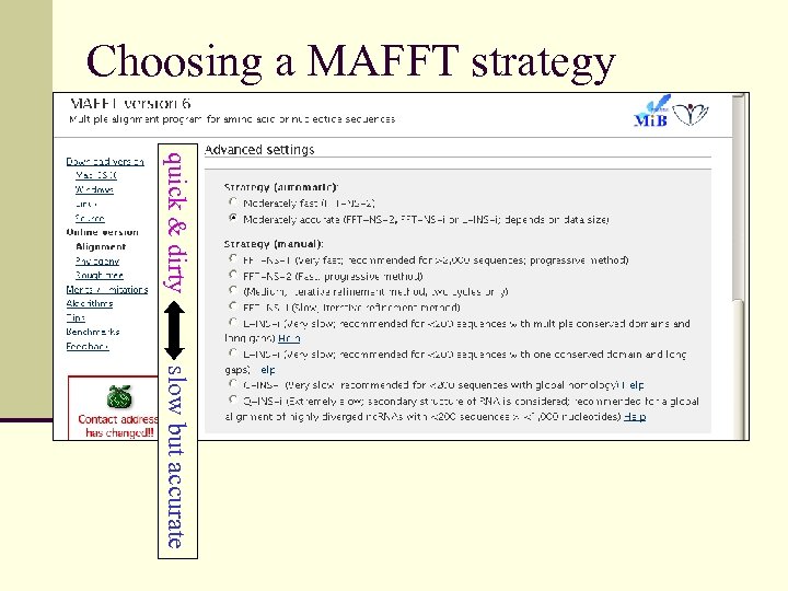 Choosing a MAFFT strategy quick & dirty slow but accurate 