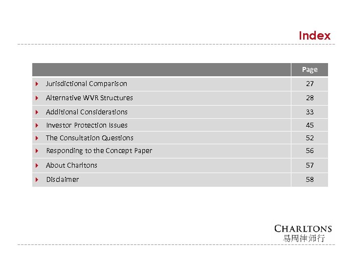 Index Page Jurisdictional Comparison 27 Alternative WVR Structures 28 Additional Considerations 33 Investor Protection