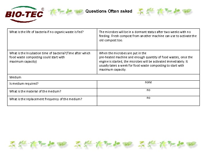 Questions Often asked What is the life of bacteria if no organic waste is
