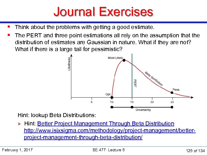 Journal Exercises § Think about the problems with getting a good estimate. § The