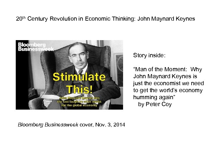 20 th Century Revolution in Economic Thinking: John Maynard Keynes Story inside: “Man of