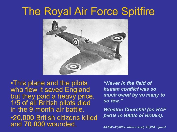 The Royal Air Force Spitfire • This plane and the pilots who flew it