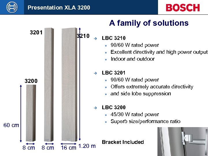 Presentation XLA 3200 A family of solutions 3201 3210 è LBC 3210 90/60 W