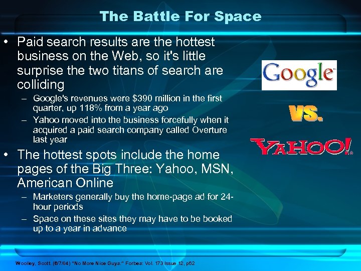 The Battle For Space • Paid search results are the hottest business on the