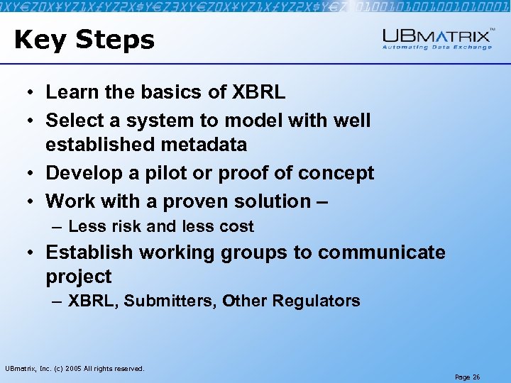 Key Steps • Learn the basics of XBRL • Select a system to model
